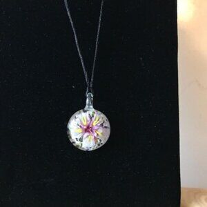 Resin Purple Hibiscus Flower Fashion Necklace